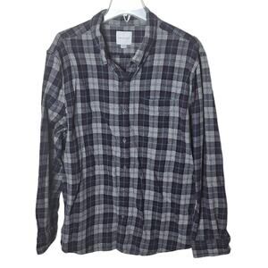 American Eagle Outfitters Men's XXL Purple Gray Plaid Button Front Flannel Shirt